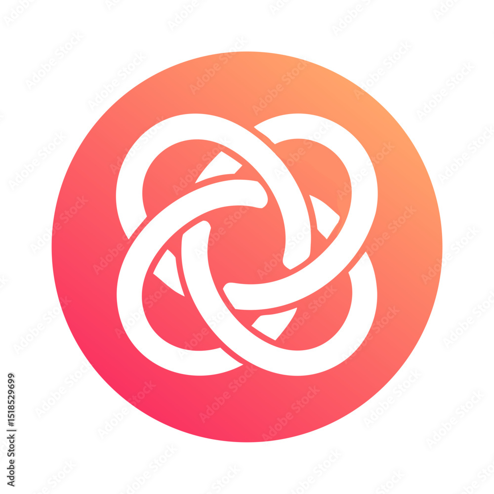 Fototapeta premium Abstract Intertwined Circular Design Element in Coral Gradient
