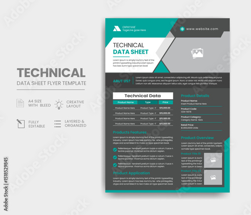 Technical Data Sheet Flyer Template Design