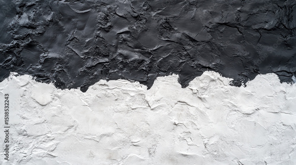 Fototapeta premium Kontrastowa faktura czarno-białej, pomalowanej ściany betonowej.