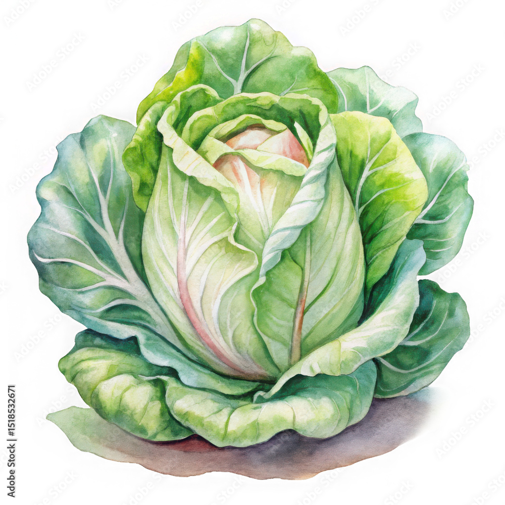 Obraz premium Watercolor cabbage illustration isolated on transparent background