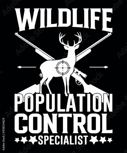 Wildlife Population Control Specialist Hunting Decal - Deer & Rifle Graphic