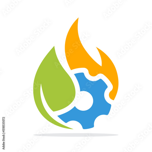 Illustration icon of bio-energy based combustion management concept.