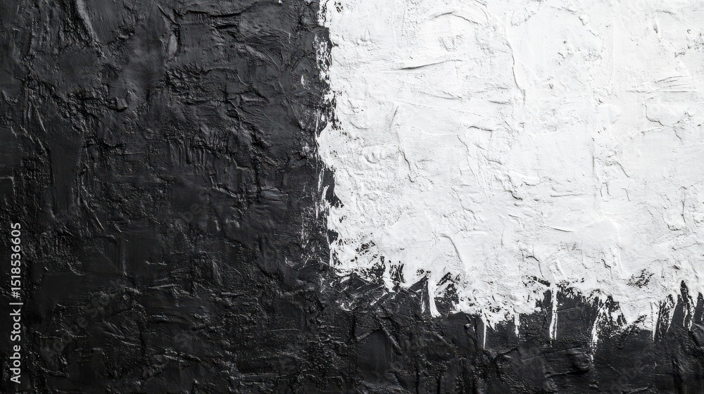 Obraz premium High-contrast texture of a black-white painted concrete wall.