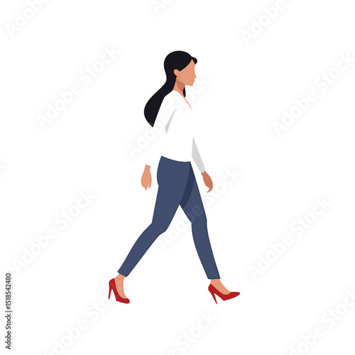 Woman walking in business casual attire side profile