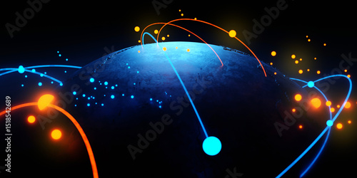 Fotografie global world earth or planet of technology network of internet telecom communica