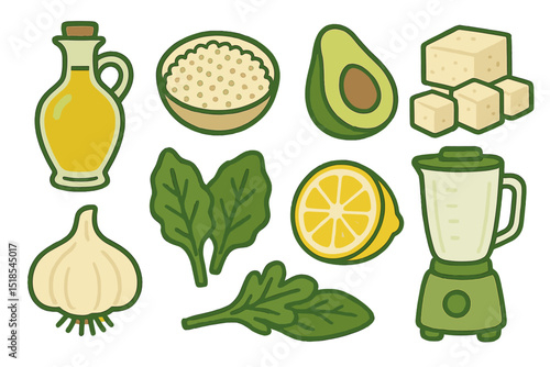 Delicious ingredients for a healthy green smoothie prepared in the kitchen with fresh produce and simple tools