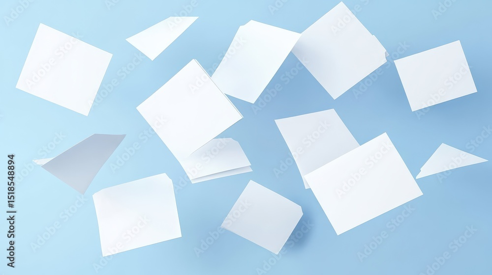 Falling paper cards. White business card, 3d mock up empty gift vouchers. Blank flying corporate identity banners, realistic sheets vector templates illustration , no logos, no brands Falling paper cards. White business card, 3d mock up empty gift vouchers. Blank flying corporate identity banners, realistic sheets vector templates illustration , no logos, no brands