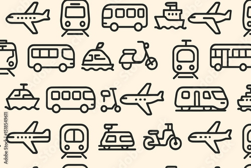 Different modes of transportation illustrated in a simple and engaging design suitable for educational or decorative purposes