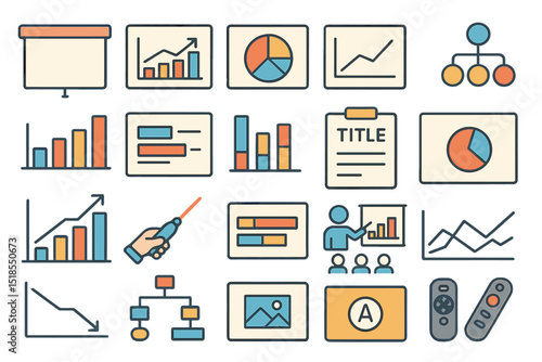 Visual representation of business analytics and data presentation techniques in a modern office setting