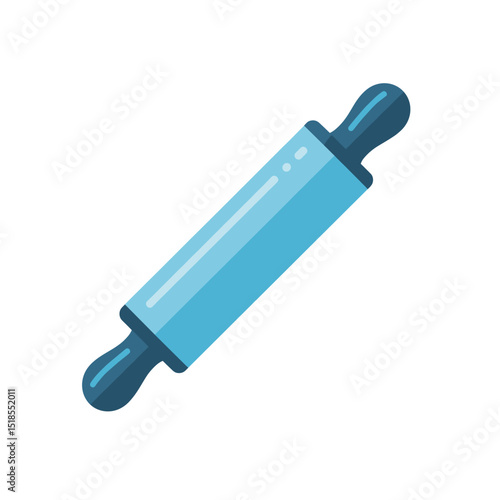 Blue Rolling Pin Icon for Baking and Kitchen Use - Flat Design