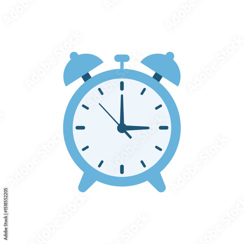 Blue Twin-Bell Alarm Clock Icon - Time, Wake Up, or Reminder Symbol