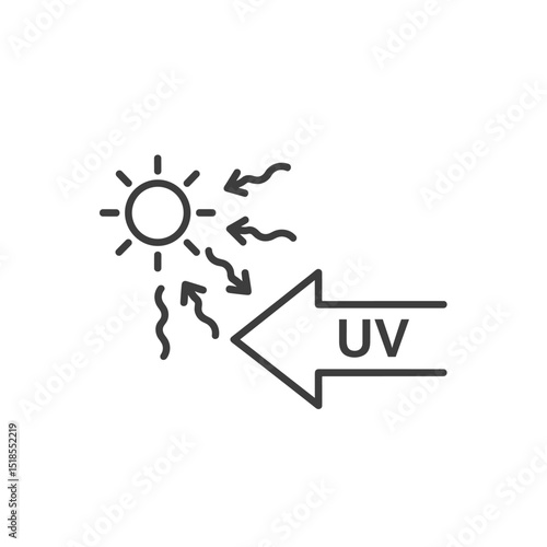 UV Protection Icon - Sun with Rays and UV Arrow (Line Art)