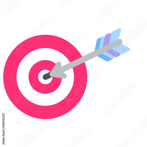 Target Icon: Arrow with Blue and Purple Fletching Hitting the Bullseye of a Pink and White Target