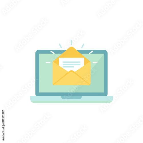 Email on Laptop Screen Icon - New Message Notification or Email Template