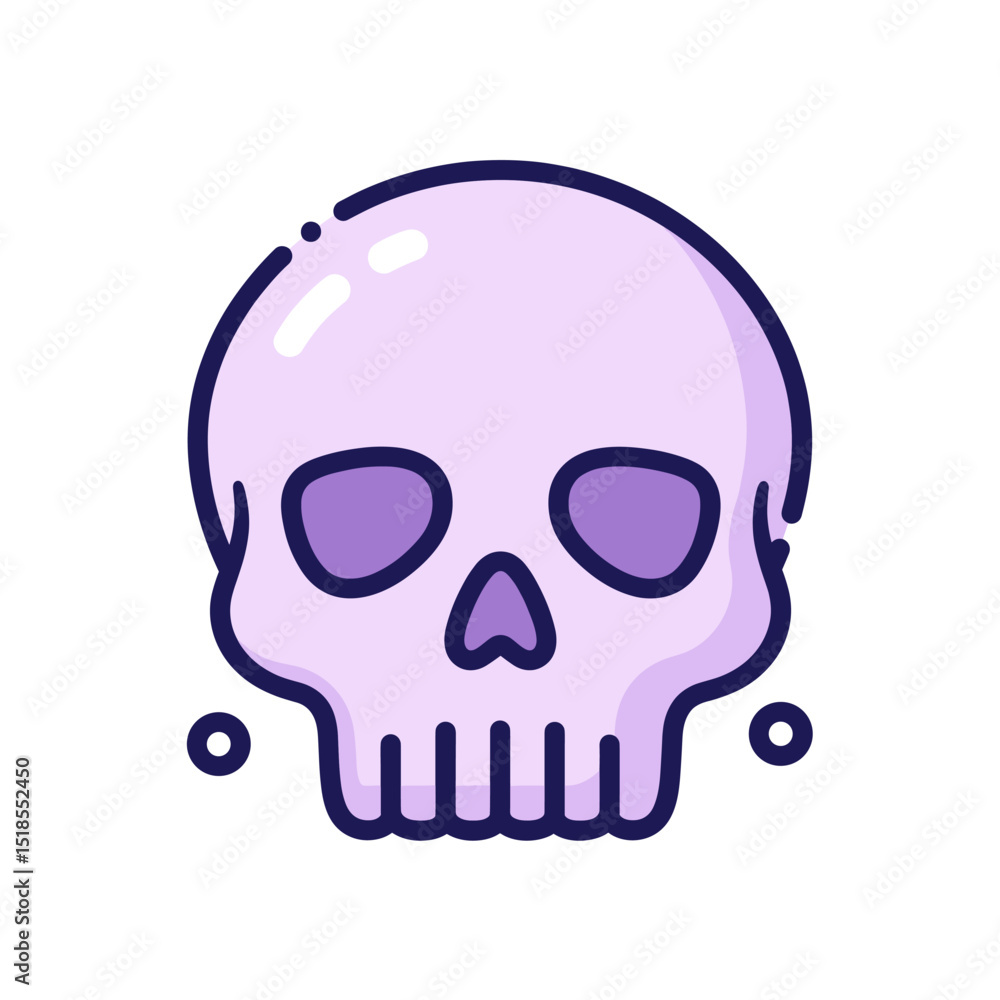 Purple Cartoon Skull Icon - Halloween or Danger Symbol Purple Cartoon Skull Icon - Halloween or Danger Symbol