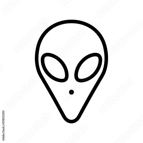 Classic Alien Head Outline Icon - Extraterrestrial or Sci-Fi Symbol (Black)