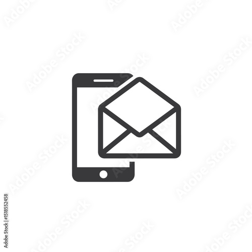 Email on Phone Icon - Mobile Mail or Message Symbol (Dark Grey)