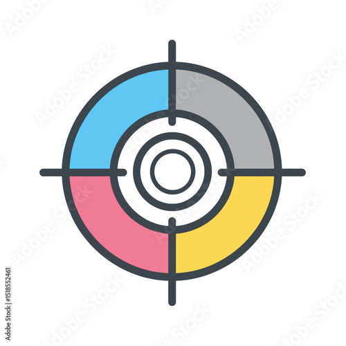 Colorful Target or Reticle Icon with Crosshairs - Focus, Aim, or Goal Symbol