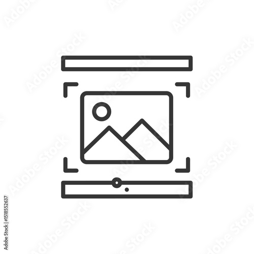 Image Gallery or Photo Editor Interface Outline Icon with Adjustment Slider