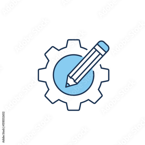 Design and Development Icon - Pencil Over Gear Symbol for Customization Settings