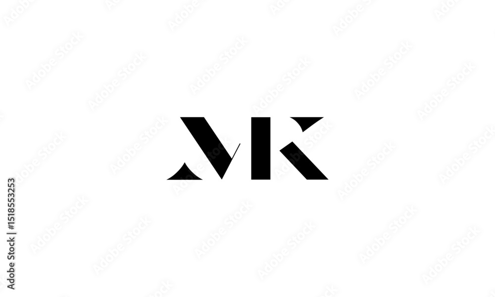 MK initial letters, monogram logo MK initial letters, monogram logo