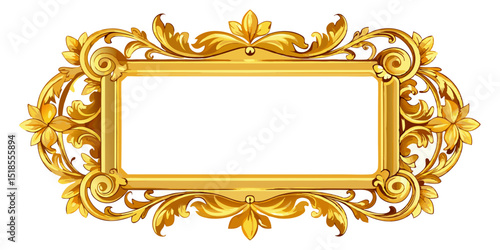 antique gold frame isolated on white
