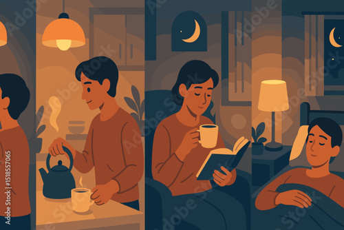 Evening routines for relaxation and tranquility in a cozy home setting
