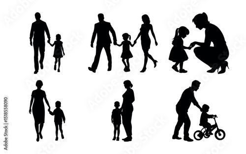 Family silhouette vector art 