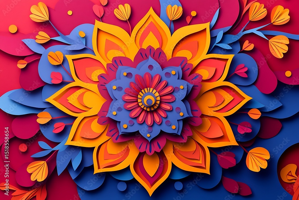 Diwali Festival Design with Paper Style Rangoli Diwali Festival Design with Paper Style Rangoli