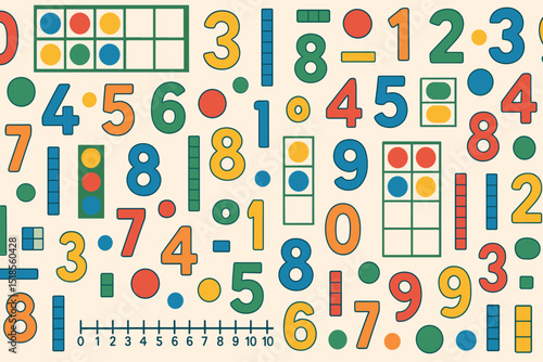 Colorful pattern of numbers and counting visuals for early math