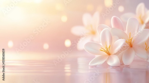 In a watercolor scene, the gentle dance of blossom petals unfolds against a backdrop of light and shadow