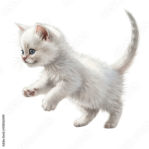 white kitten jumping png playful cat png fluffy kitten png pet feline png transparent background image