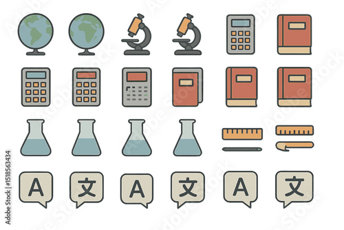 Educational tools for learning and research displayed in a creative layout with laboratory and study elements