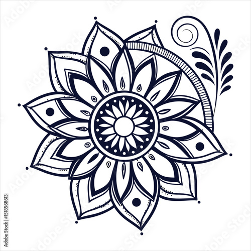 mandala, mandala design, mandala design idea, mandala design vector, mandala sample Isolated flower mandala in vector. Round line pattern. Vintage monochrome element for coloring pages and design
