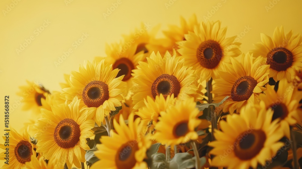 Fototapeta premium Sunflowers on yellow background