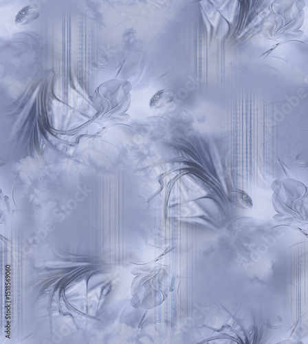 Intricate flower pattern in a seamless abstract style, perfect for background use in invitations, posters, or fabric prints