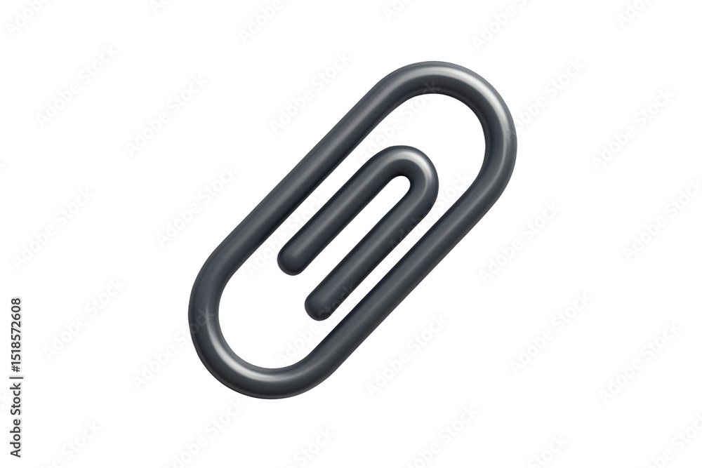 3D Render of a Dark Gray Paperclip on a Transparent Background 3D Render of a Dark Gray Paperclip on a Transparent Background