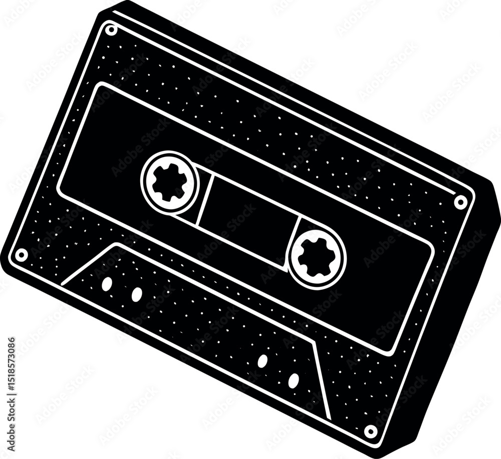 Obraz premium Glossy Glitter Cassette Tape Vector In Y2k Style Shallotte on white background
