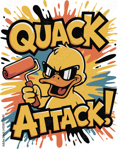 Quack Attack Artistic Duck Vector - Painting Cartoon Character Design