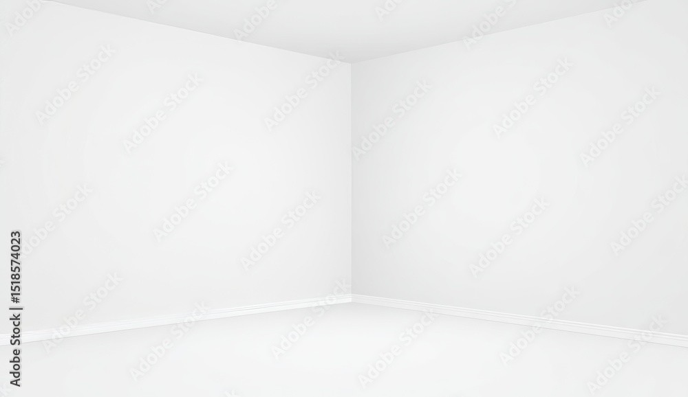 Fototapeta premium The interior design of an empty studio features a clean and minimal space with a white or grey background, including a floor, podium, or platform for product display on a 3d backdrop