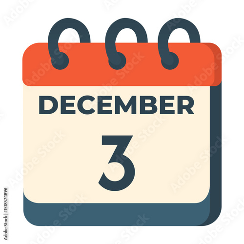 3 December vector on white background
Vector calendar with date