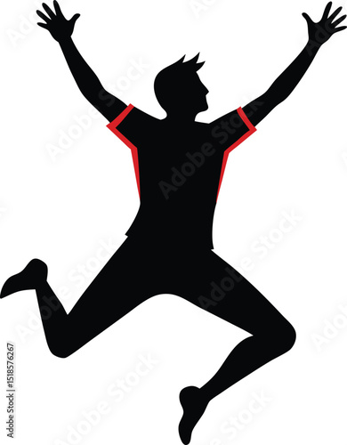 Joyful man jumping silhouette