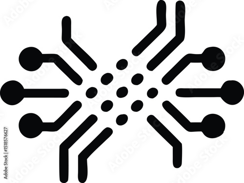 Futuristic isometric silhouette design of quantum computing symbols representing innovation and technology