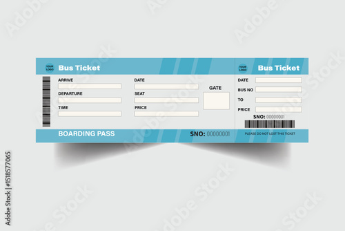 Realistic bus ticket design. Bus ticket vector illustration.