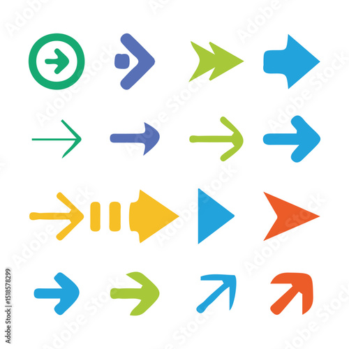 Arrows Bundle set with Flat Style icons