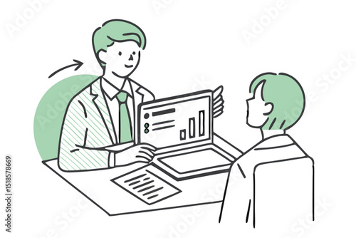 Sales man business scene. Business People meeting with potential new employee. business meeting with a presenter explaining data on a whiteboard to colleagues.