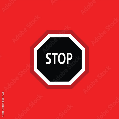Stop sign icon on a red background design suitable for various applications