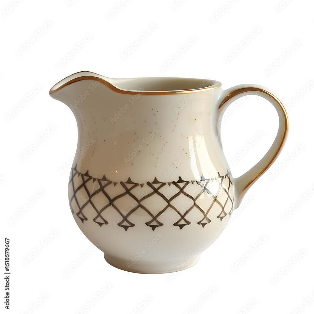 creamer jug with minimalist Multan design, on white background creamer jug with minimalist Multan design, on white background