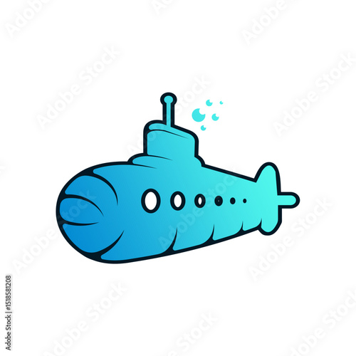 Modern Submarine Logo: Underwater Exploration Vector Design