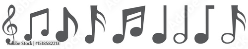 Icon set of music note melody notes key composition musical song . Thin line icons, flat vector illustrations, isolated on white, transparent background